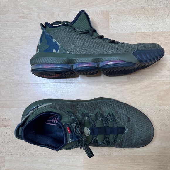 Nike Sneakers Men's 12 Green Lebron 16 Low Camo CI2668-300